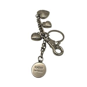 Kathy Van Zeeland‎ Silver Tone Heart Charm Keychain Purse Bag Charm Clip